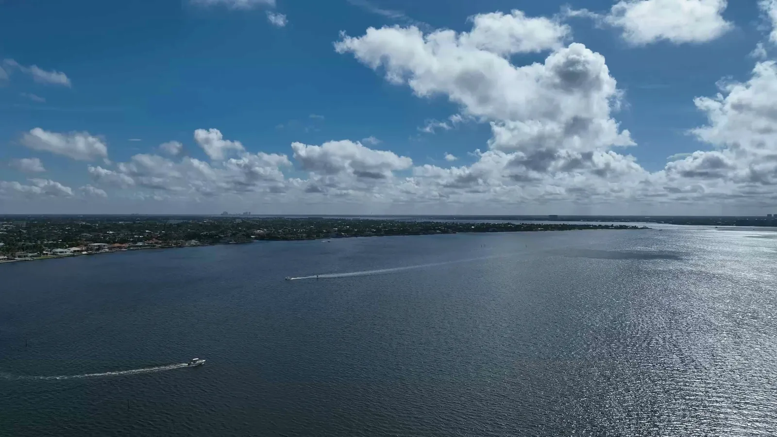 Aerial over the Caloosahatchee River off Cape Coral