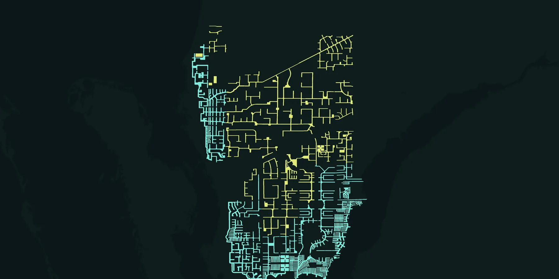 Map of Cape Coral showing the freshwater canals apart from the Gulf-access saltwater canals