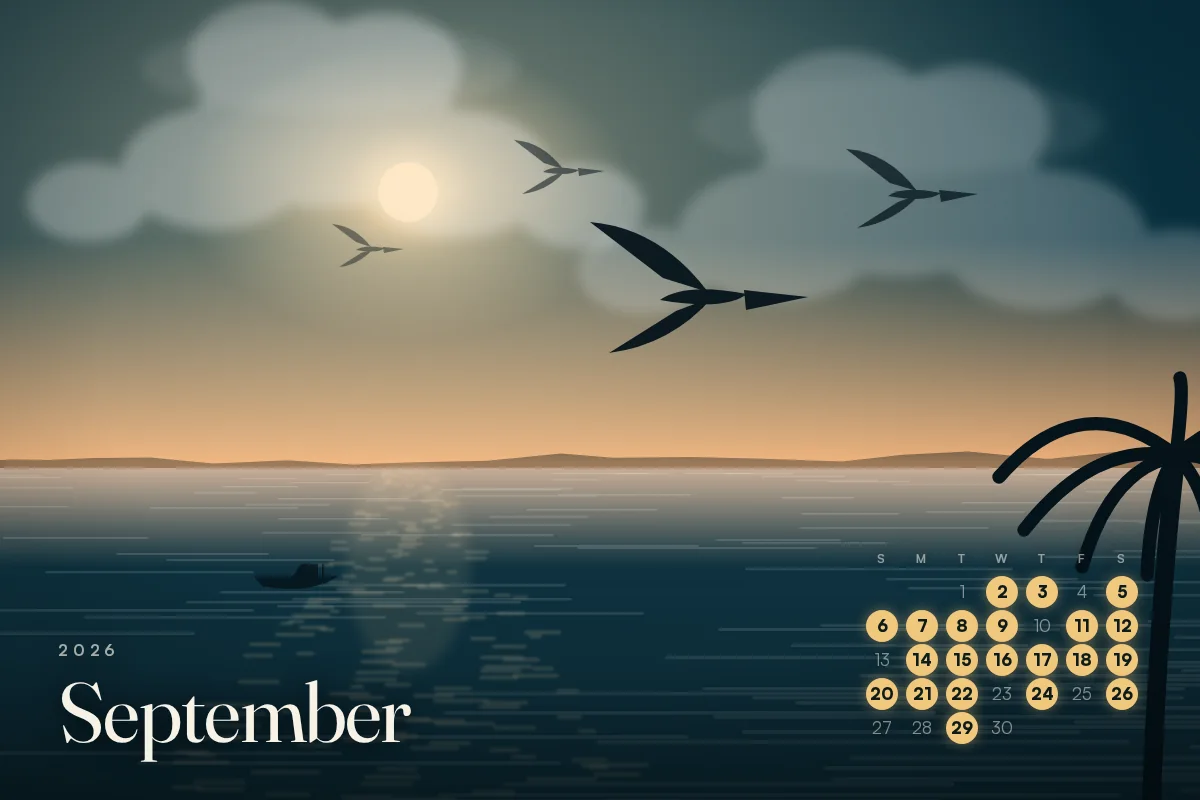 September 2026 calendar card, things to do in Cape Coral