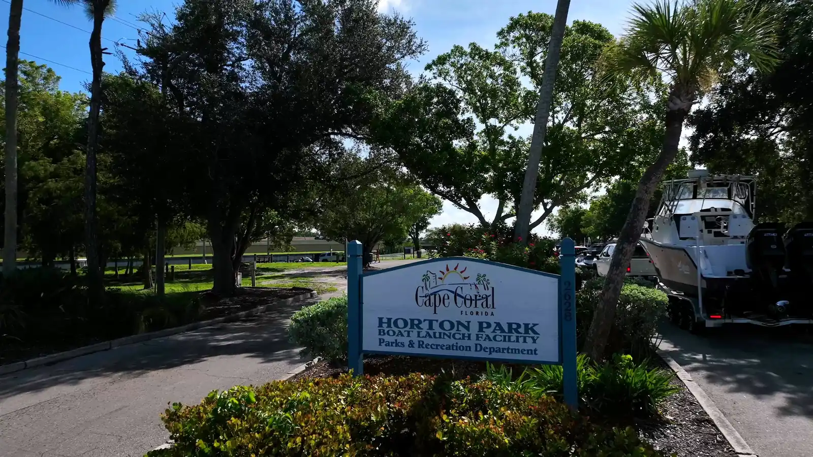 Horton Park boat launch entrance sign, Cape Coral