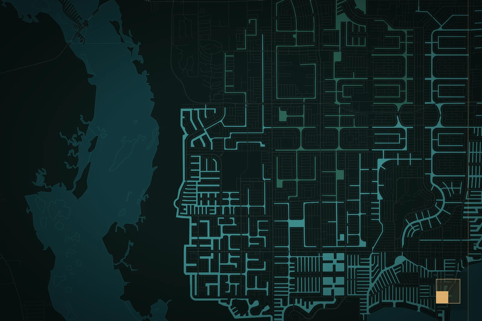Canal map of Southwest Cape Coral