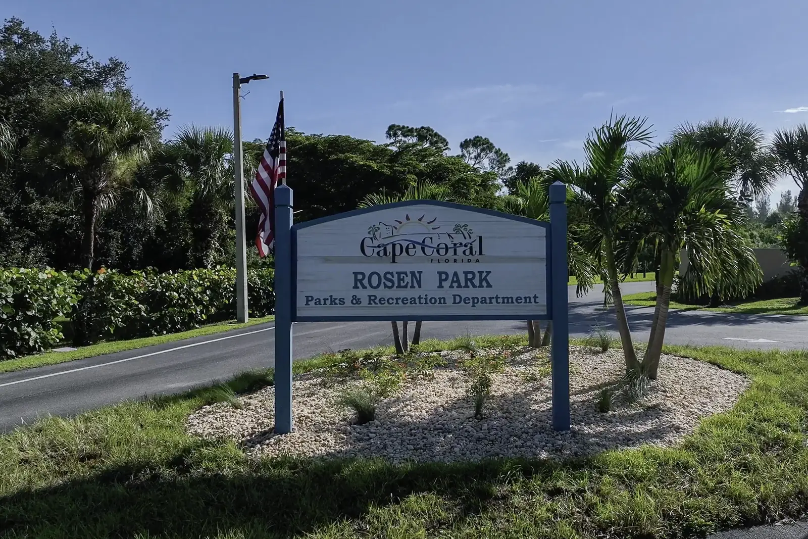Rosen Park entrance sign, Cape Coral Parks and Recreation Department
